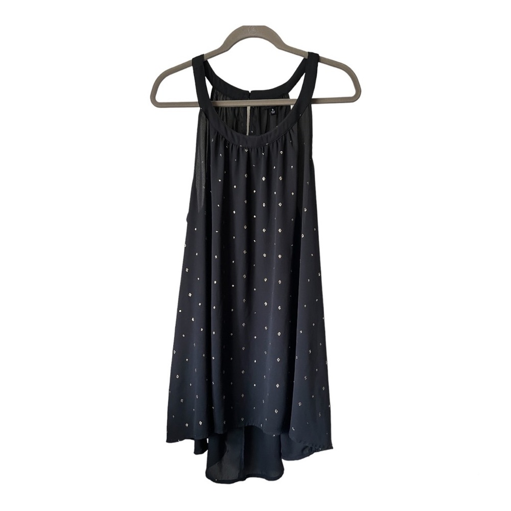 Sleeveless Black Tunic with Gold Patterns